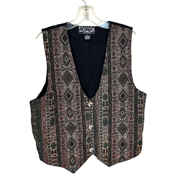 Vtg Womens Tapestry Vest Large Multicolor Cotton India Unisex Agapo 90s - Picture 1 of 5